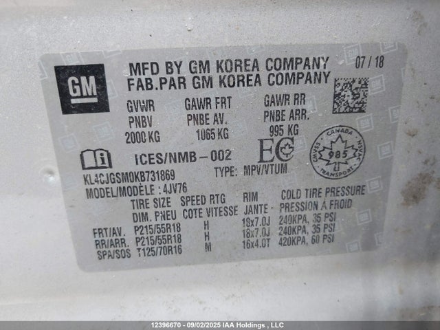 KL4CJGSM0KB731869 Buick le2 - direct injection, variable valve timing, alum, gen 1