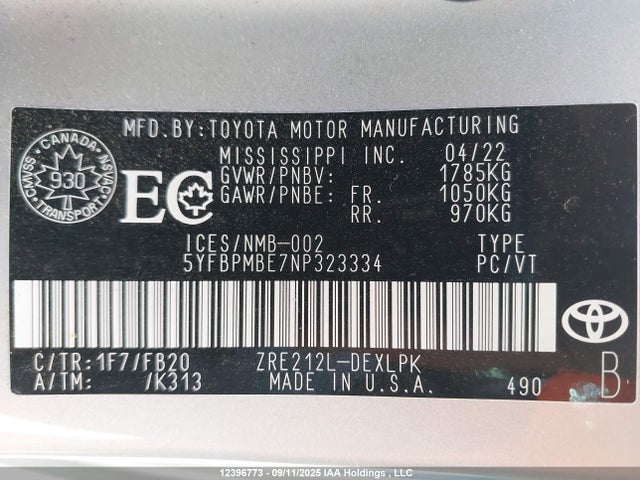 Toyota 2zr-fae 2022 5YFBPMBE7NP323334 Image 9