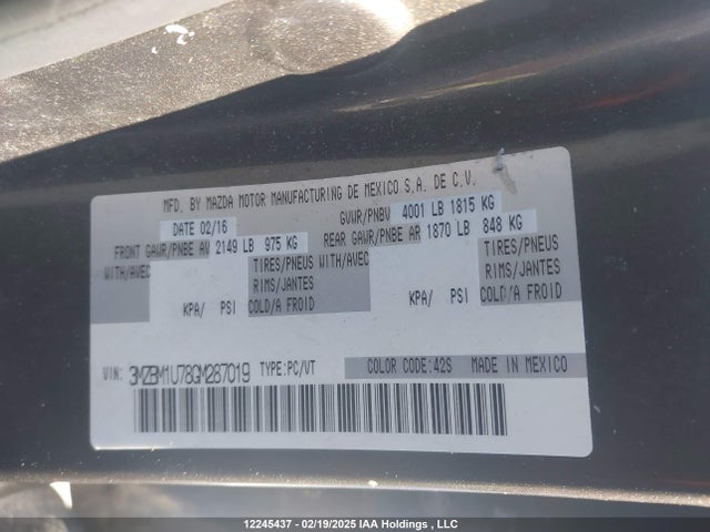 3MZBM1U78GM287019 Mazda pe