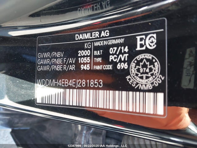 WDDMH4EB4EJ281853 Mercedes-Benz B-Class