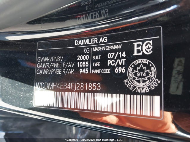 WDDMH4EB4EJ281853 Mercedes-Benz B-Class