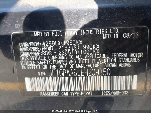 Subaru Impreza 2014 JF1GPAA65EH209350 Image 18