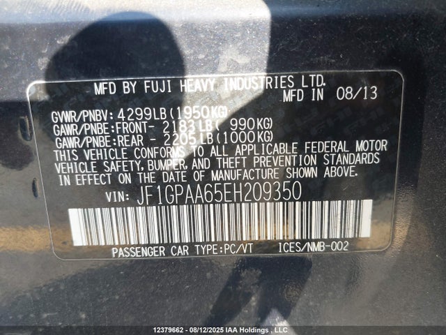 Subaru Impreza 2014 JF1GPAA65EH209350 Image 9