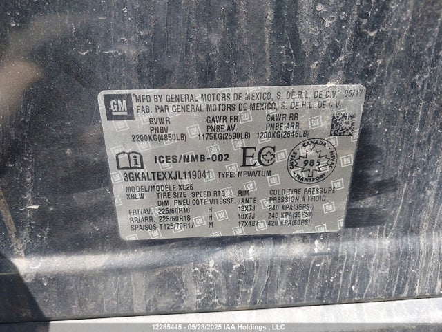 3GKALTEXXJL119041 GMC ltg - spark ignited direct injection, alum dohc, vvt, dcvcp turbo, e0-e100, alum