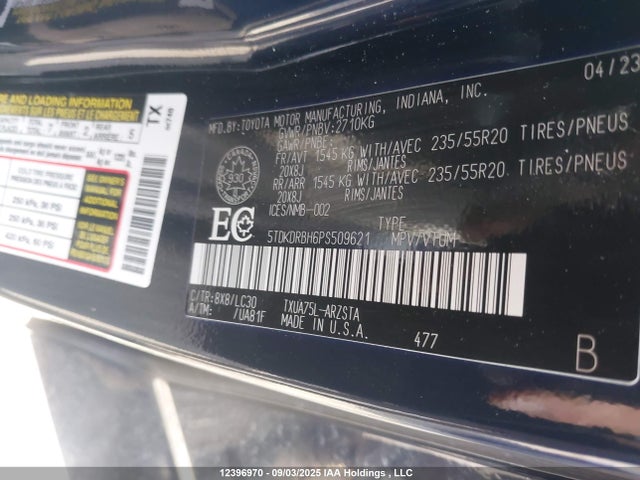 5TDKDRBH6PS509621 Toyota t24a-fts