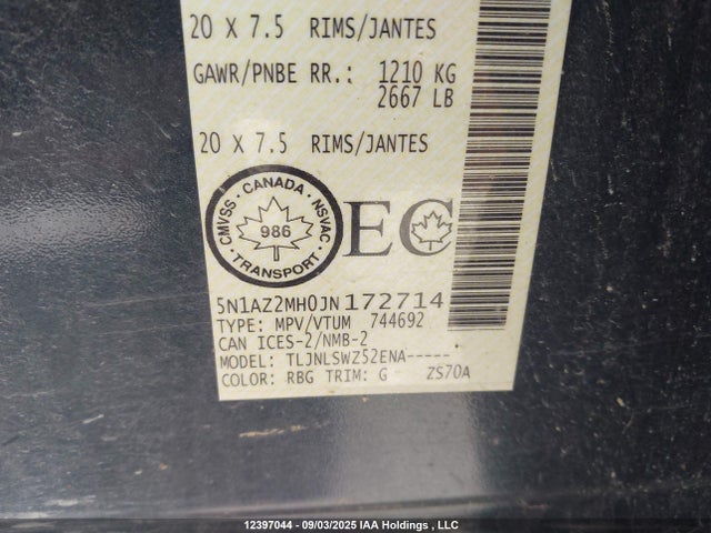 5N1AZ2MH0JN172714 Nissan 2018