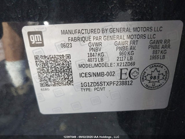 1G1ZD5STXPF238812 Chevrolet lfv