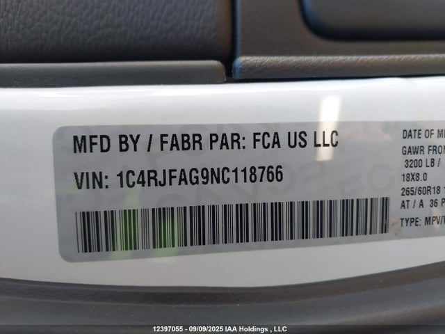 1C4RJFAG9NC118766 Jeep Grand Cherokee