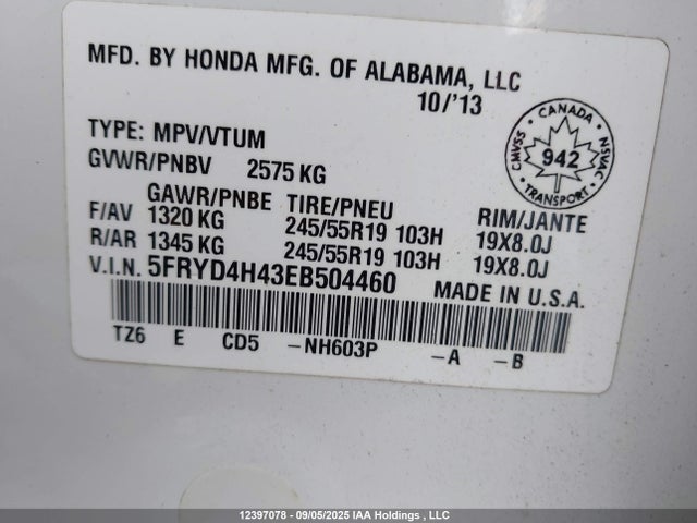 Acura j35y5 2014 5FRYD4H43EB504460 Image 17