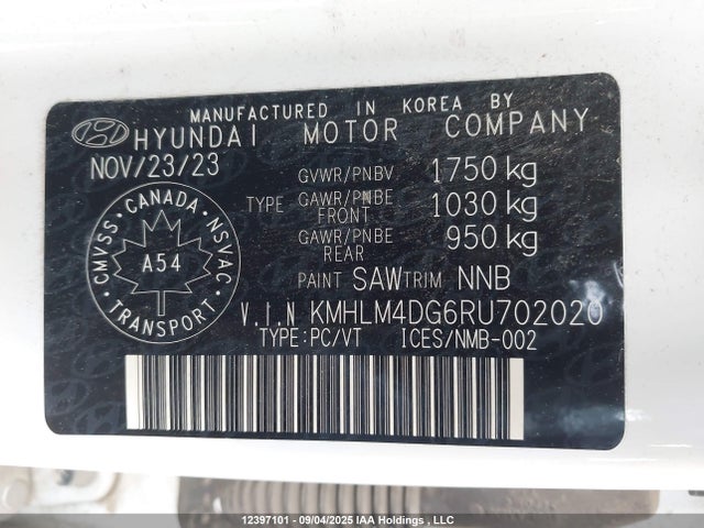 KMHLM4DG6RU702020 Hyundai mpi nu pe