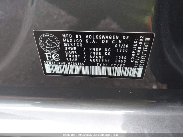 3VW6T7AU6LM005455 Volkswagen 2020