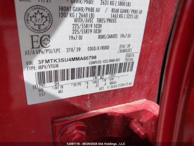 Ford 2021 2021 3FMTK3SU4MMA66798 Image 9
