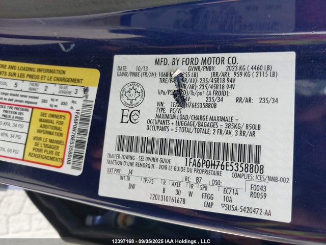 Ford 2014 2014 1FA6P0H76E5358808 Image 9