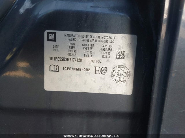 1G1PE5SB3G7174120 Chevrolet luv - vvt, alum, e85 max