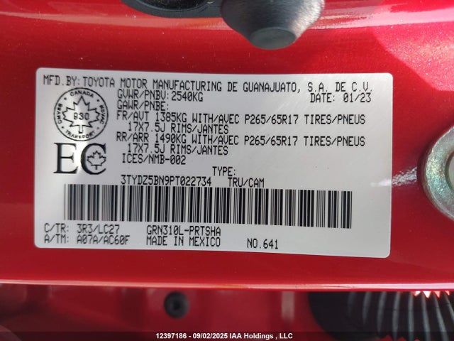 Toyota 2gr-fks 2023 3TYDZ5BN9PT022734 Image 9