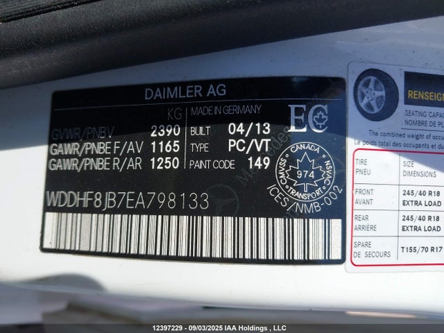 Mercedes-Benz 2014 2014 WDDHF8JB7EA798133 Image 9