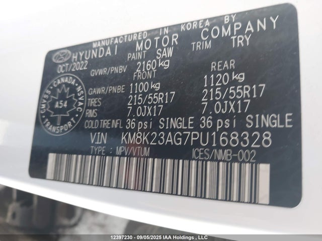 KM8K23AG7PU168328 Hyundai Kona