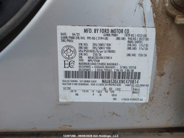 MAJ6S3GLXNC470814 Ford Ecosport
