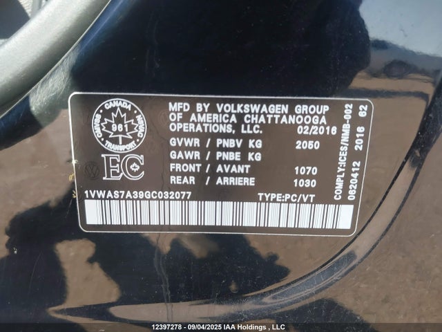 1VWAS7A39GC032077 Volkswagen 1.8t