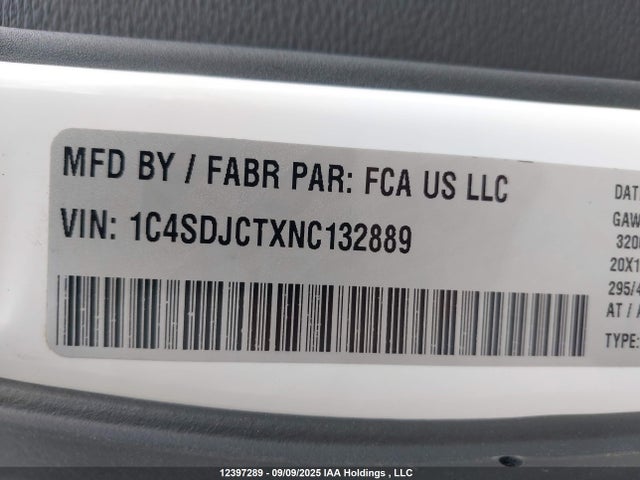 Dodge Durango 2022 1C4SDJCTXNC132889 Image 9