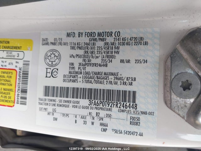 Ford 2015 2015 3FA6P0T92FR246448 Image 9