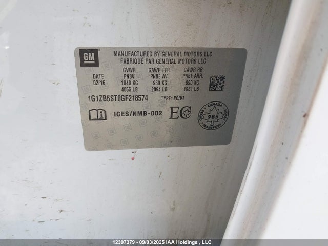 1G1ZB5ST0GF218574 Chevrolet lfv - di: direct injection, vvt, gen1 gmna