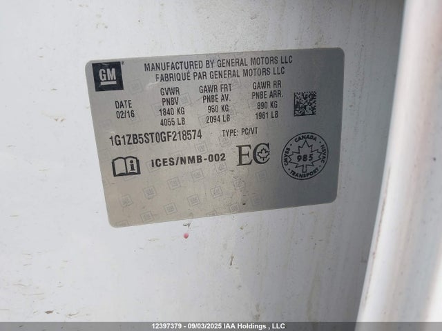 1G1ZB5ST0GF218574 Chevrolet lfv - di: direct injection, vvt, gen1 gmna