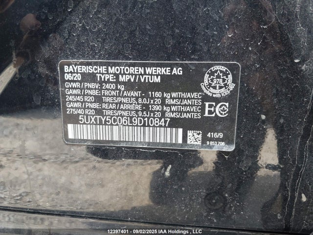 BMW X3 2020 5UXTY5C06L9D10847 Image 9