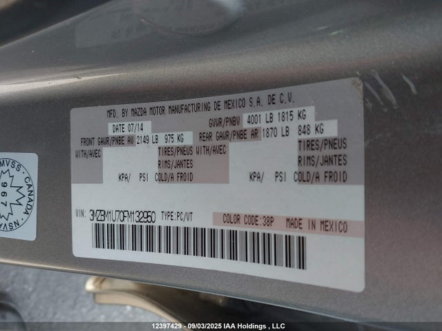 Mazda pe 2015 3MZBM1U70FM132950 Image 9