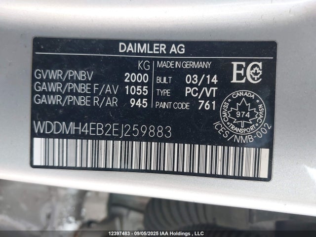 Mercedes-Benz 2014 2014 WDDMH4EB2EJ259883 Image 9