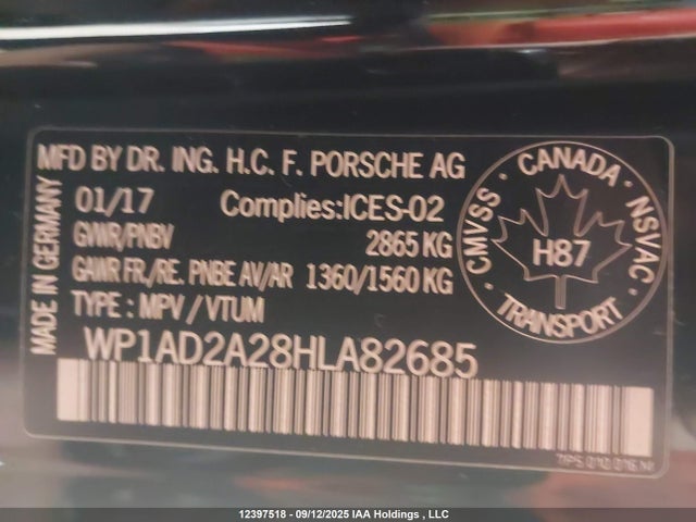 Porsche Cayenne 2017 WP1AD2A28HLA82685 Image 9