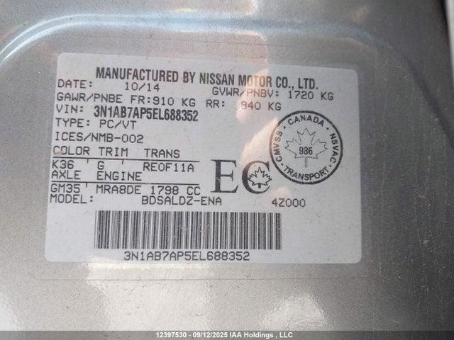 Nissan Sentra 2014 3N1AB7AP5EL688352 Image 9