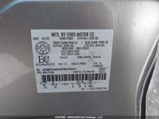 2FMPK4K93PBA39231 Ford gtdi