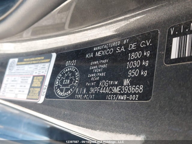 3KPF44AC9ME393668 KIA t-gdi gamma