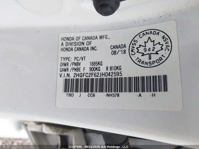 2HGFC2F62JH042595 Honda Civic