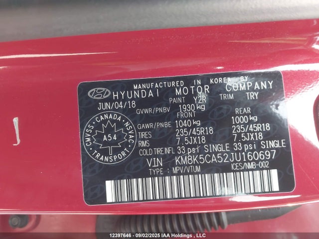Hyundai t-gdi gamma 2018 KM8K5CA52JU160697 Image 18
