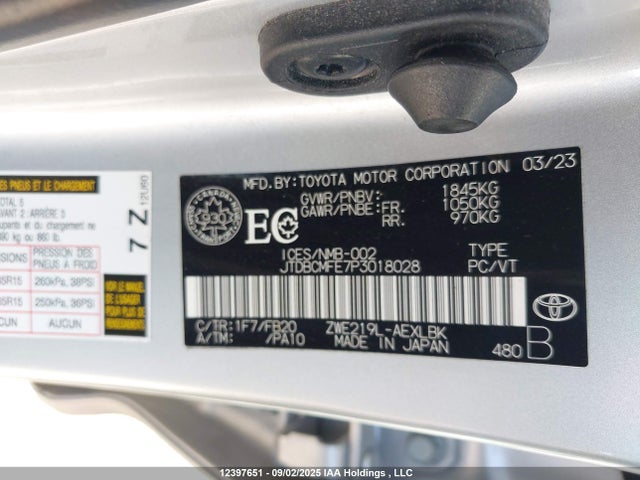 Toyota 2zr-fxe, 1vm 2023 JTDBCMFE7P3018028 Image 9