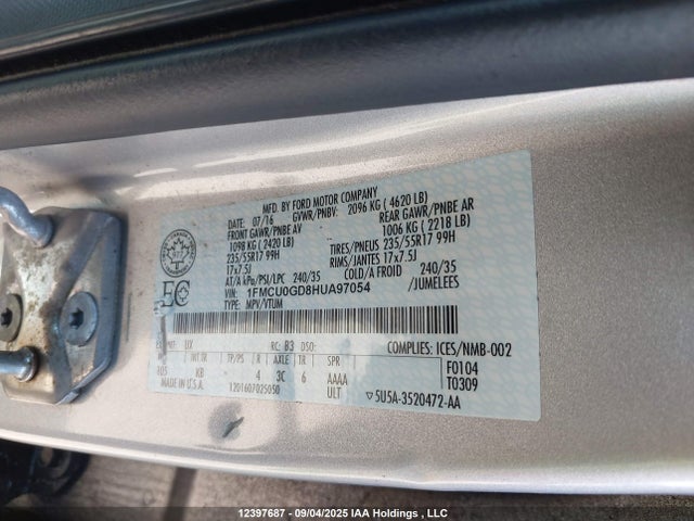 1FMCU0GD8HUA97054 Ford gtdi sigma w/premium fuel