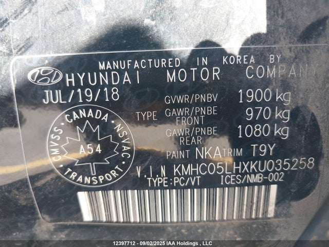 KMHC05LHXKU035258 Hyundai Ioniq