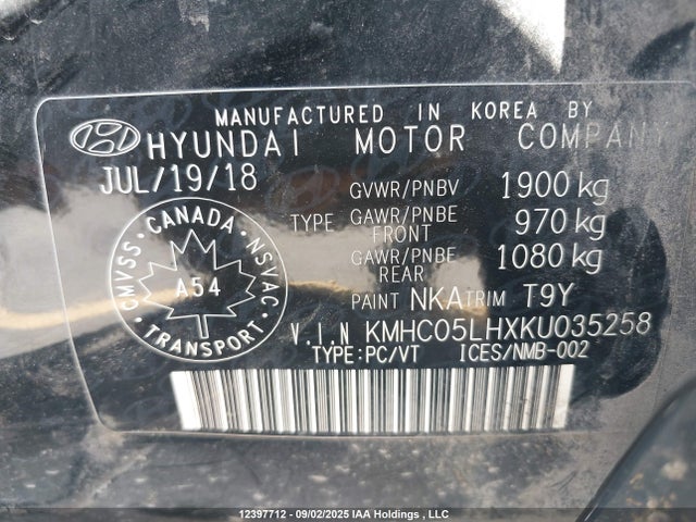 KMHC05LHXKU035258 Hyundai Ioniq