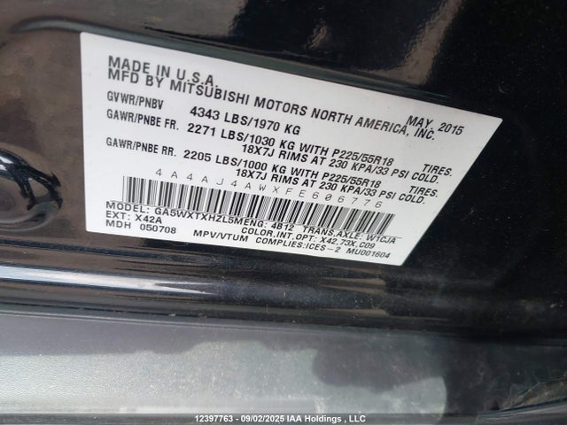 Mitsubishi dohc mivec 2015 4A4AJ4AWXFE606776 Image 18