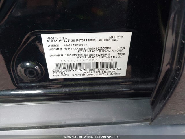 Mitsubishi dohc mivec 2015 4A4AJ4AWXFE606776 Image 9