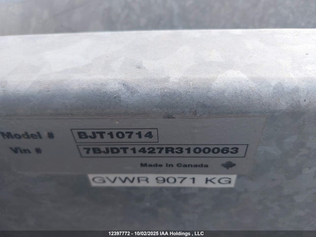7BJDT1427R3100063 Bji Trailer 7x14 Dump Trailer