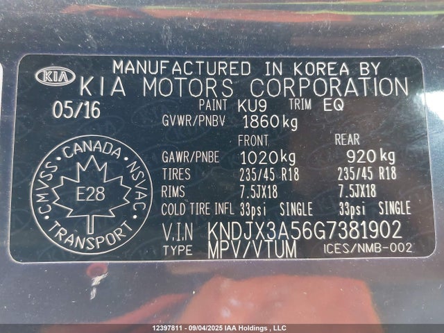 KNDJX3A56G7381902 KIA dohc gdi nu