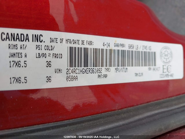 2C4RC1HGXER361092 Chrysler Town and Country
