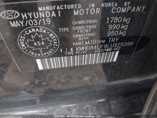 Hyundai mpi nu 2020 KMHD84LF9LU925399 Image 9