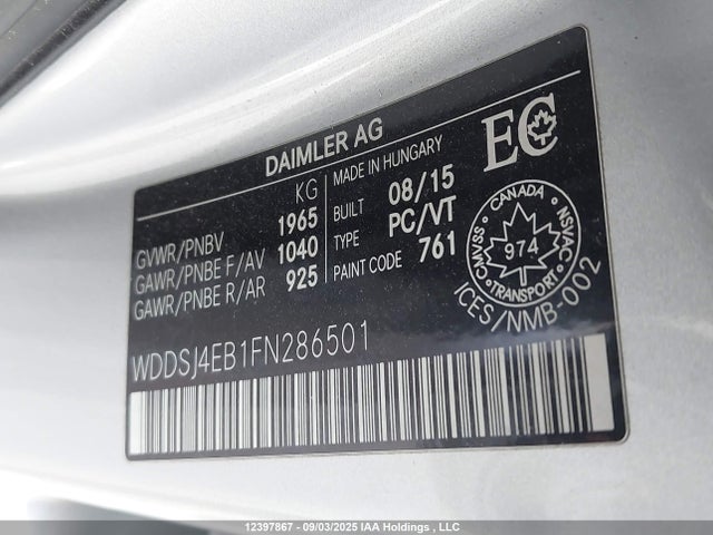 Mercedes-Benz 2015 2015 WDDSJ4EB1FN286501 Image 18