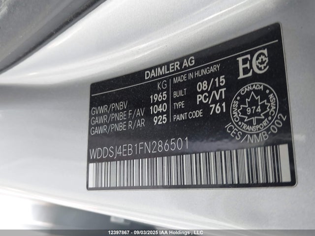 Mercedes-Benz 2015 2015 WDDSJ4EB1FN286501 Image 9