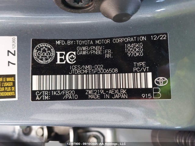 Toyota 2zr-fxe, 1vm 2023 JTDBCMFE5P3006508 Image 19