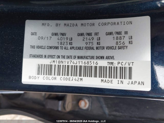 JM1BN1V74J1168516 Mazda Mazda3 50th Anniversary Edition/gs/se